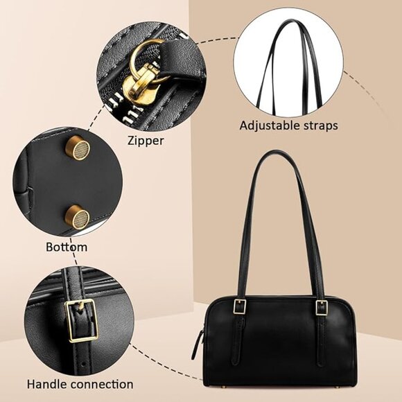 NEW Swing Bag, Zip Shoulder Bag Purse, Black - Picture 5 of 8
